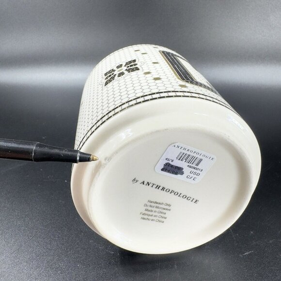 Anthropologie Bistro Tile Monogram Mosaic Letter C Porcelain Coffee Mug Cup - Picture 4 of 10